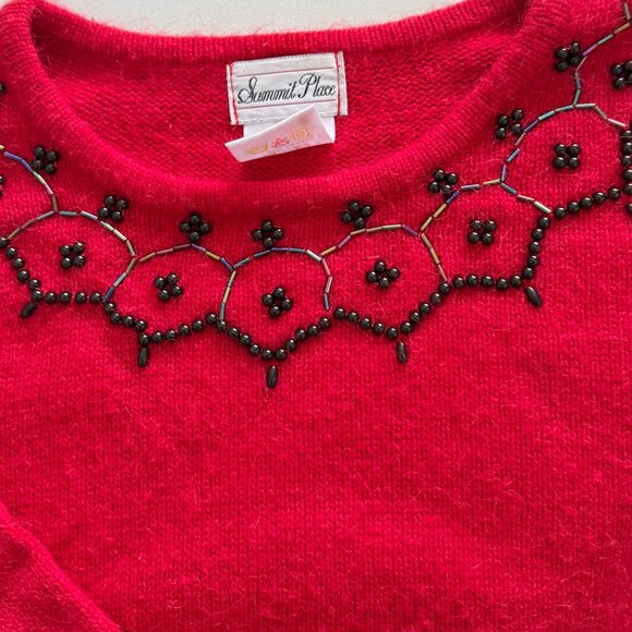 Vintage Summit Place, Red Beaded Sweater - Picture 3 of 3